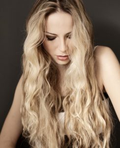Long blond wavy hair